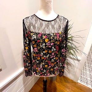 Zara collection lace and floral top size 8